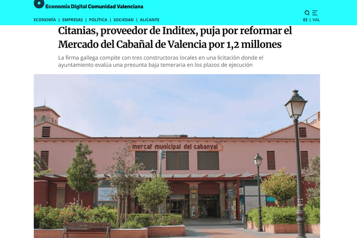 Citanias puja por reformar el Mercado del Cabañal de Valencia por 1,2 millones