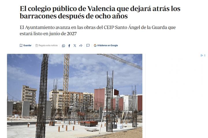 El colegio público de Valencia que dejará atrás los barracones después de ocho años