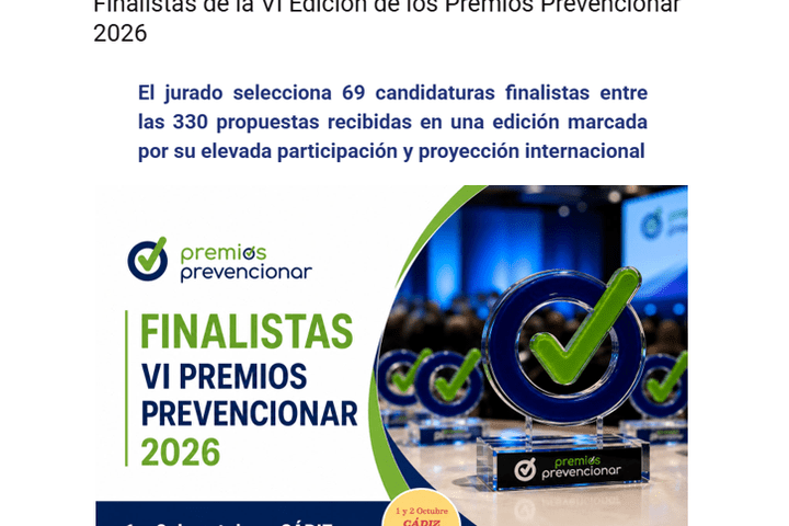 Finalistas de la VI Edición de los Premios Prevencionar 2026