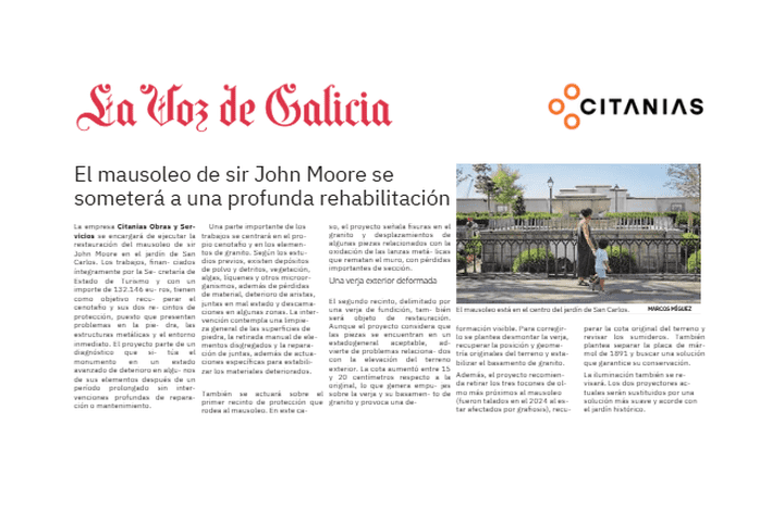 El mausoleo de Sir John Moore se someterá a una intensa rehabilitación